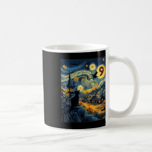 Caneca De Café Halloween Black Cat Comma La Starry Night Art Kama