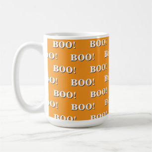 Caneca De Café Halloween Boo Laranja e Branco