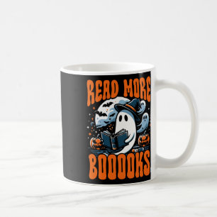 Caneca De Café Halloween Book Lover Ghost Boo Pun Leia Mais Livro