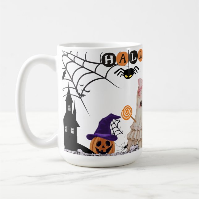 Caneca De Café Halloween Ceramic Mug, Halloween Ghost Mug (Esquerda)