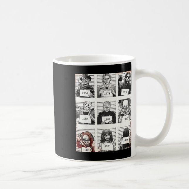 Caneca De Café Halloween Creepy Legends Killer Mugshots Horror Fa (Direita)