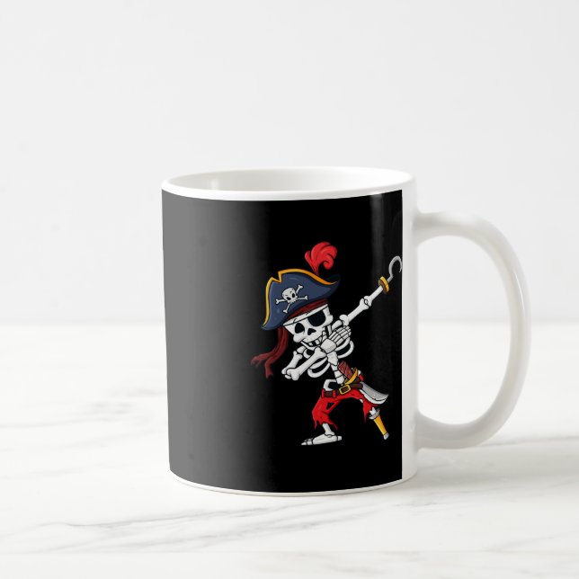 Caneca De Café Halloween Dabbing Pirate Skeleton Diversão Dab Boy (Direita)
