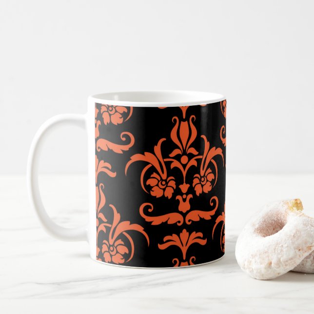 Caneca De Café Halloween Damask 01 Coffee Mug (Com Donut)