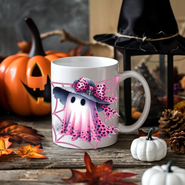 Caneca De Café Halloween de coquete rosa e preto (Criador carregado)