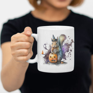 Caneca De Café Halloween de Esquilo de Aquarela