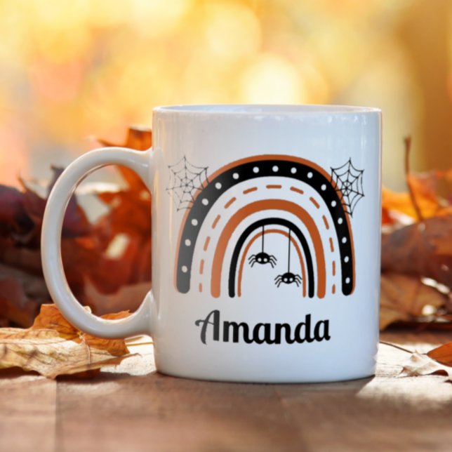 Caneca De Café Halloween do Aranha Aranha Personalizada (This personalized Halloween mug makes coffee time even more fun.)