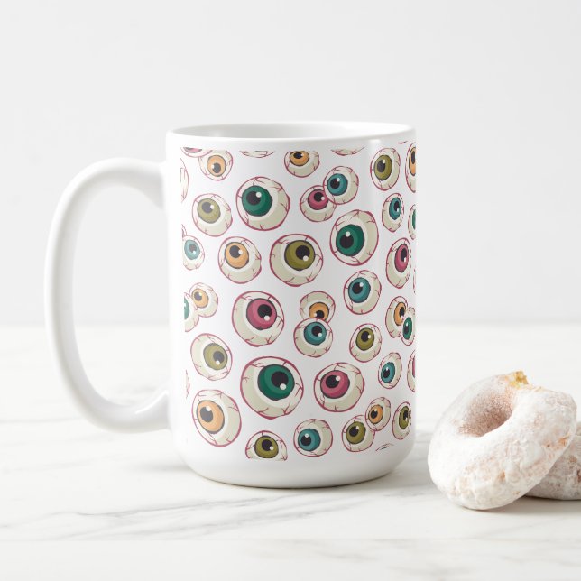 Caneca De Café Halloween Eyebolas (Com Donut)