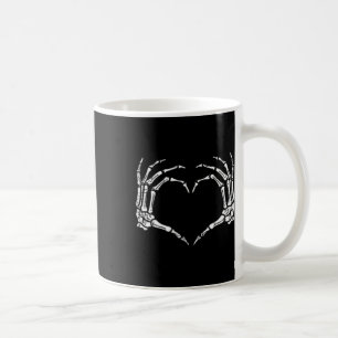 Caneca De Café Halloween Figurume Skeleton Mãos Sinais de Coração