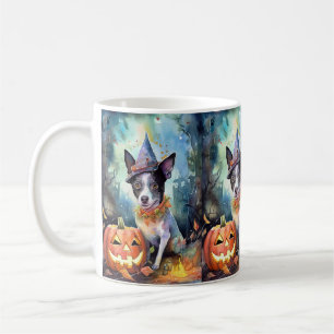 Caneca De Café Halloween Gado Australiano Com Abóboras Assustador