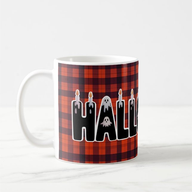 Caneca De Café Halloween Ghost Candle Lettering (Esquerda)