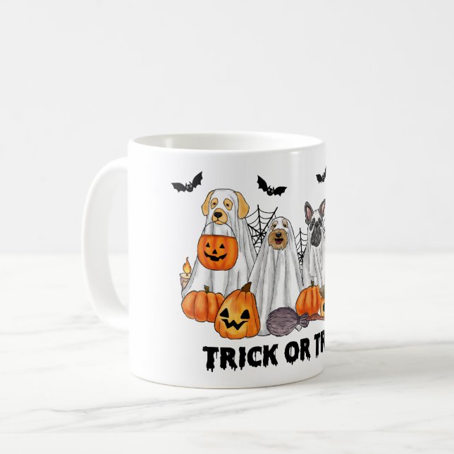 Caneca De Café Halloween Ghost Dogs (Frente Esquerda)