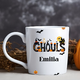 Caneca De Café Halloween Ghouls Graphical Name Mug for Friends (M