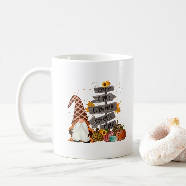 Caneca De Café Halloween Gnomos, Fall, Pumpkins, Hayrides (Com Donut)