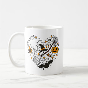 Caneca De Café Halloween Heart Fantasmas bonitos, Bombeiros e D
