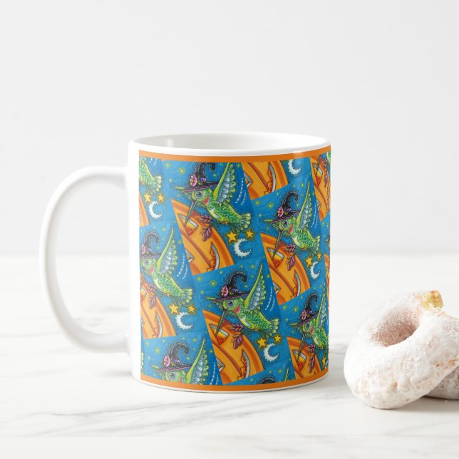 CANECA DE CAFÉ HALLOWEEN HUMMINGBIRD E JACK O LANTERN WHIMSY (Com Donut)