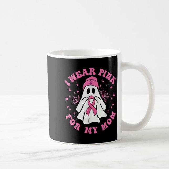 Caneca De Café Halloween I Wear Pink For My Mom Breast Cancer Kid (Direita)