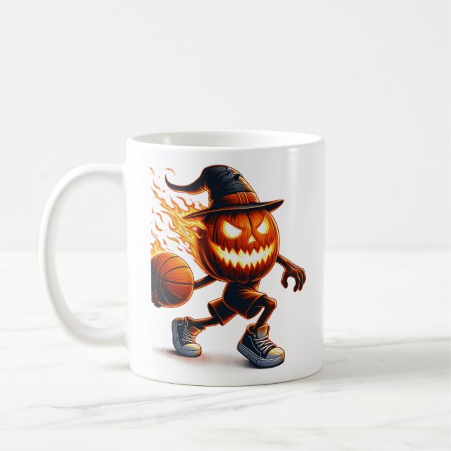 Caneca De Café Halloween Jack-o'-Lanterna Slam Dunk: Cesta Spooky (Esquerda)