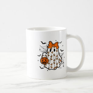 Caneca De Café Halloween Lace Ghost Coquette Arco Pumpkin Spooky