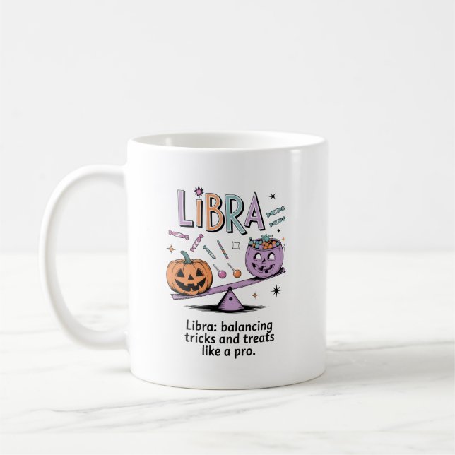 Caneca De Café Halloween Libra Zodiac Engraçado (Esquerda)