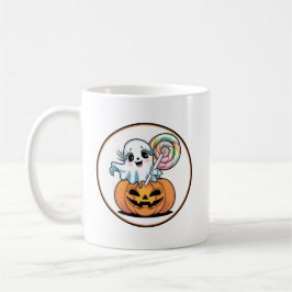 Caneca De Café Halloween Lollipop Ghost On Pumpkin