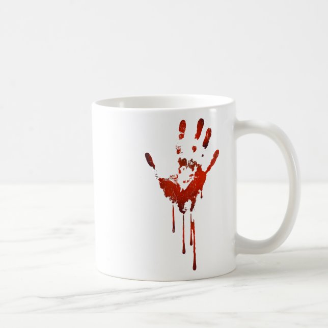 Caneca De Café Halloween Maldita Impressão de Mão Roupa Zombie (Direita)