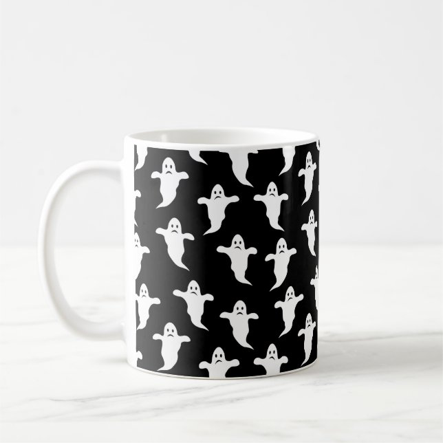 Caneca De Café Halloween moderno, simples, preto e branco (Esquerda)