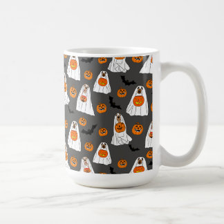 Caneca De Café Halloween Mug com Fantasmas Cachorros Pumpkins e M