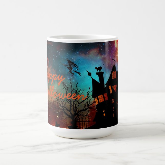 Caneca De Café Halloween Mug/Haunted House com Bruxa Voadora (Centro)