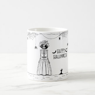 Caneca De Café Halloween Noiva Skeleton Café Mug
