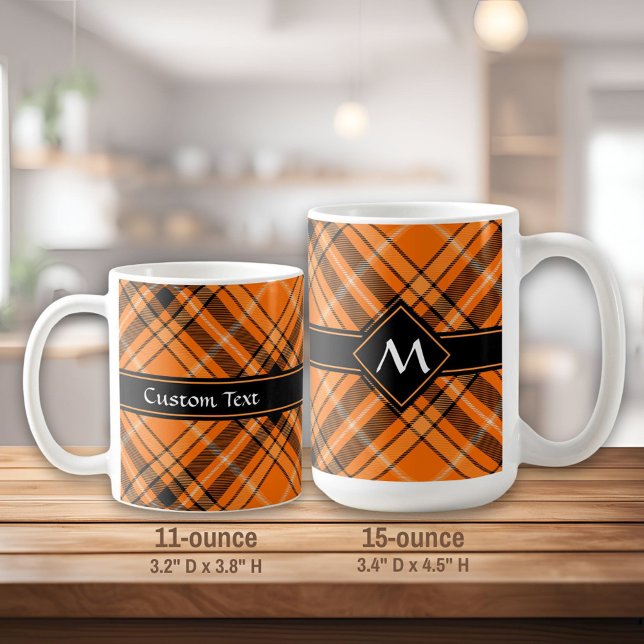 Caneca De Café Halloween Orange Tartan (Criador carregado)