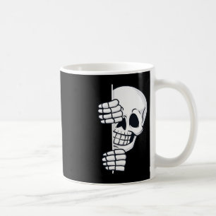 Caneca De Café Halloween Peeking Skeleton Garotos Assustados Meni
