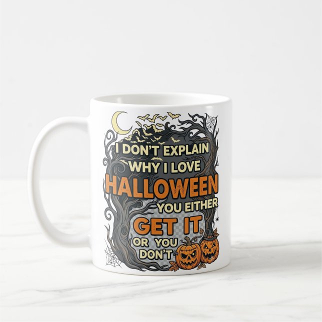 Caneca De Café Halloween Pegue-o Árvore Abóbora Morcegos Teia de  (Esquerda)