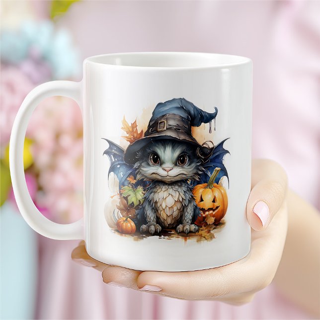 Caneca De Café Halloween Personalizado De Dragão De Bebê Com Aqua (Criador carregado)
