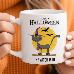 Caneca De Café Halloween Personalizável de Gato Mischievo
