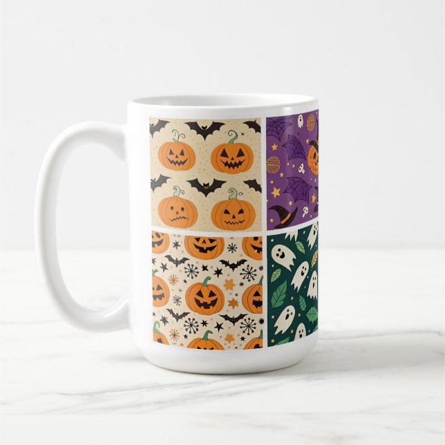 Caneca De Café "Halloween Pumpkin Bat Pattern Mug" (Esquerda)