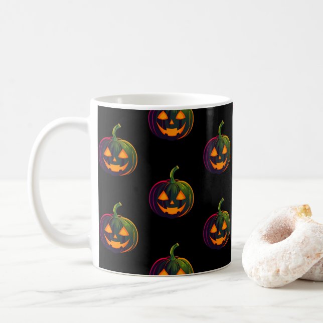 Caneca De Café Halloween Pumpkin Vibes (Com Donut)