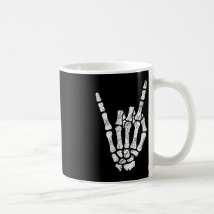Caneca De Café Halloween Rock Hand Sinal Skeleton Rock N Roll Sym