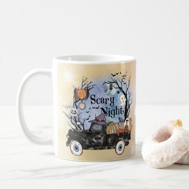Caneca De Café Halloween Scary Night (Com Donut)