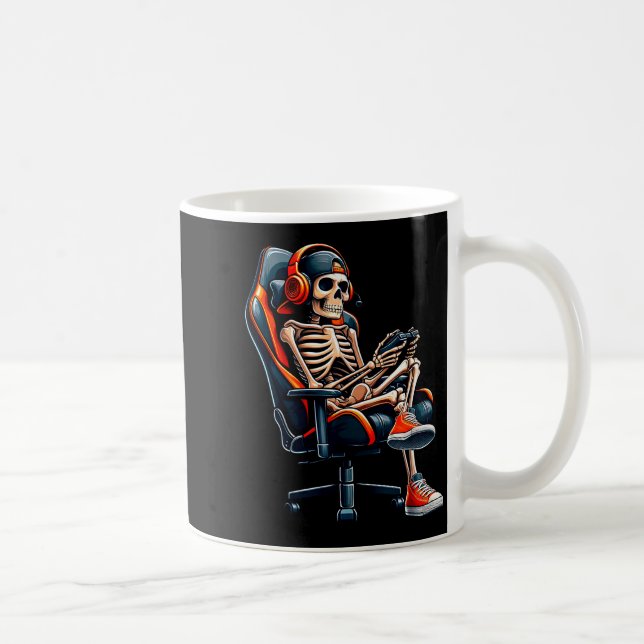 Caneca De Café Halloween Shirts Skeleton Gamer Video Gaming Boys  (Direita)
