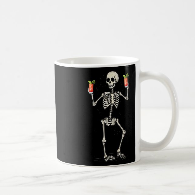 Caneca De Café Halloween Skeleton Bebendo Bloody Mary Tail (Direita)