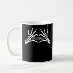 Caneca De Café Halloween - Skeleton Mãos Coração