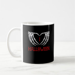 Caneca De Café Halloween Skeleton Mãos Formando Coração Gótica