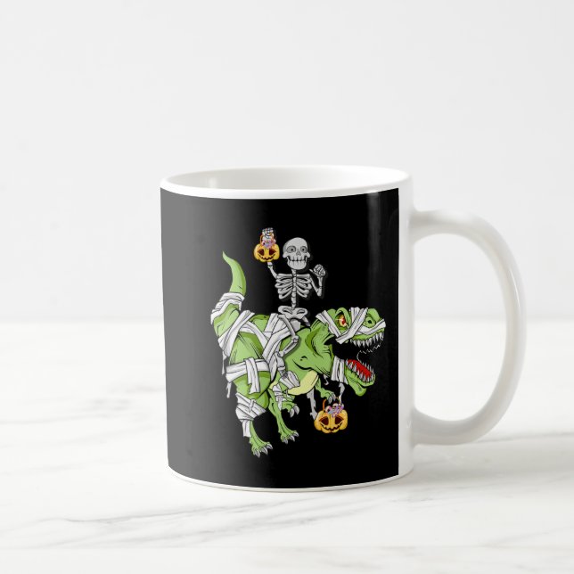 Caneca De Café Halloween Skeleton Mummy Dinossaur T rex Diversão  (Direita)