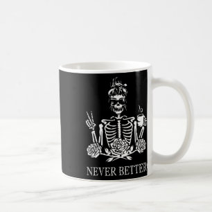 Caneca De Café Halloween Skeleton Skeleton Mulheres Bebendo Café 