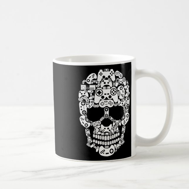 Caneca De Café Halloween Skeleton Skull Gamer Boys Men Controller (Direita)