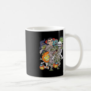 Caneca De Café Halloween Skeleton Zombie Andando Mummy T Rex Engr