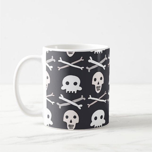 Caneca De Café Halloween Skull Colorful Patterno (Esquerda)
