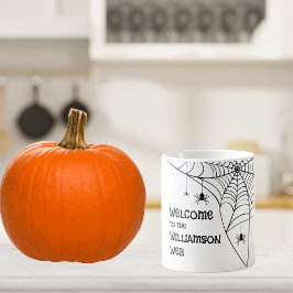 Caneca De Café Halloween Spider Web Bem-vindo