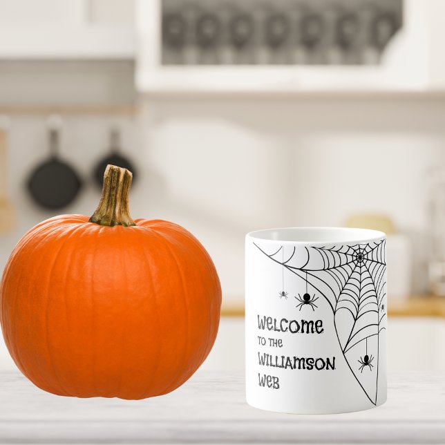 Caneca De Café Halloween Spider Web Bem-vindo (Criador carregado)