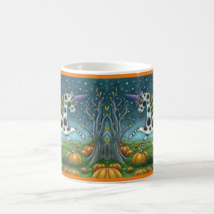 Caneca De Café HALLOWEEN SPONTTED PONY & BAT CAT Whimsical Horse